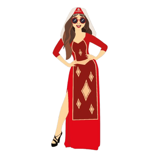 Ստիլիզացված պատկեր՝ հայկական տարազի տարրերով, բրենդի դեկորատիվ տարր